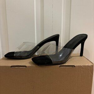 8.5 clear + black heels